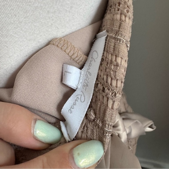 Y2K Charlotte Russe Strapless Mesh Lace Top – Mocha, Satin Waist Fairy Whimsy L - Picture 6 of 7